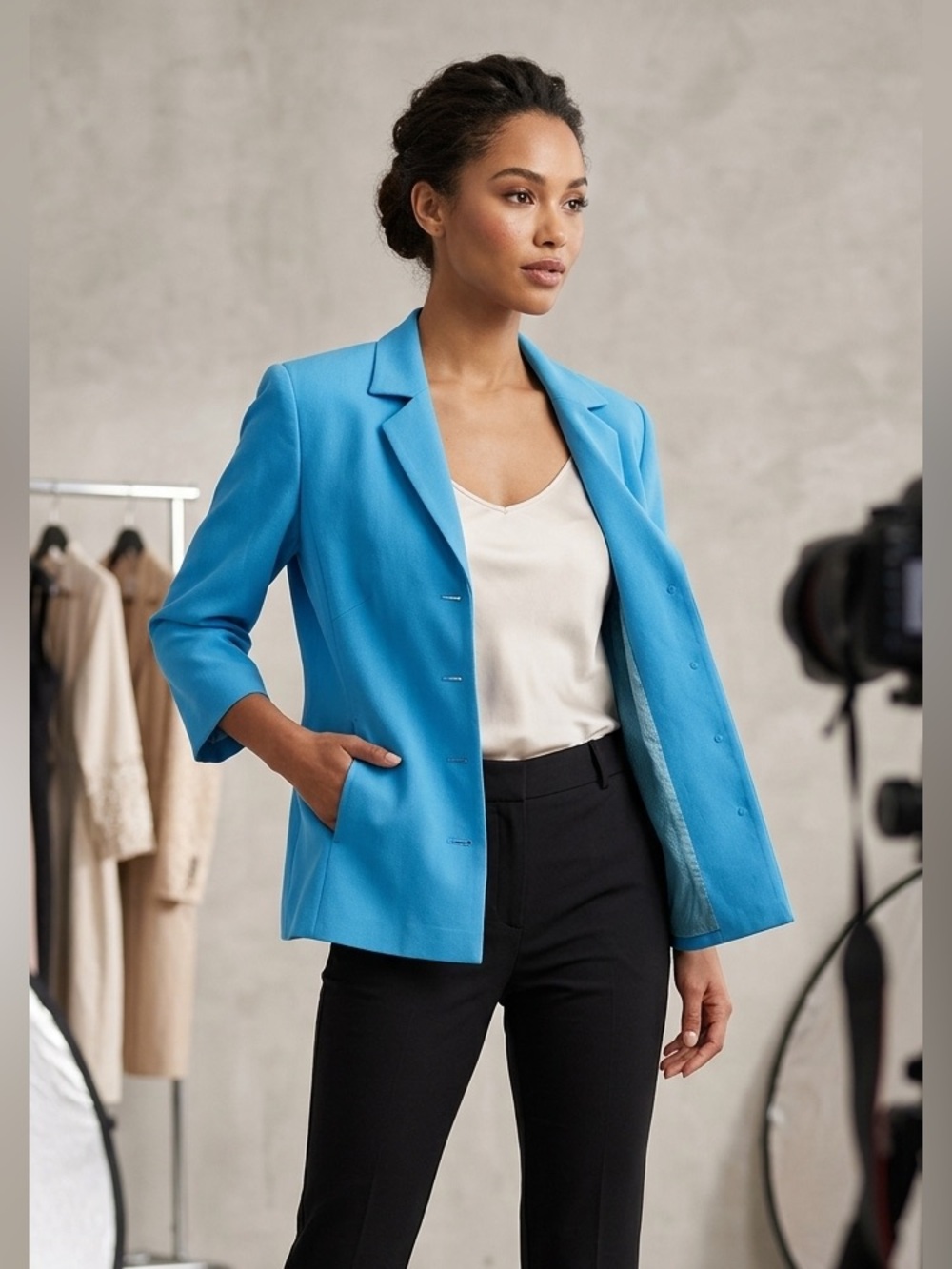 Jessica Ash vintage single-breasted blazer turquoise size 8